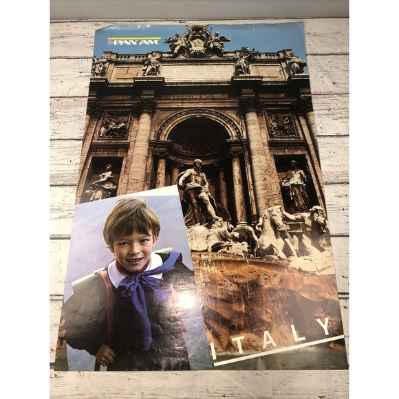 Other - Lot Of 3 PanAm posters Italy, Germany, Yugoslavia. Child Featured . 1980s
